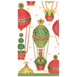 Caspari Christmas Napkins|Paper Guest Towels|Christmas in the Air Paper Guest Towel Napkins - 15 Per Package