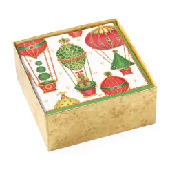 Caspari Christmas Napkins|Boxed Cocktail Napkins|Christmas in the Air Paper Cocktail Napkins - 40 Per Box