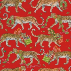 Caspari Christmas Wrapping Paper|Wrapping Paper|Christmas Leopards Gift Wrapping Paper in Red - 30
