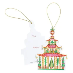 Caspari Christmas Gift Tags & Labels|Gift Tags & Enclosure Cards|Christmas Pagoda Decorative Die-Cut Gift Tags - 4 Per Package