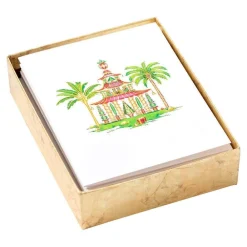 Caspari Note Cards|Christmas Pagodas Assorted Embossed Boxed Note Cards - 10 Note Cards & 10 Envelopes