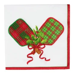 Caspari Christmas Napkins|Paper Cocktail Napkins|Christmas Pickleball Cocktail Napkins - 20 Per Package