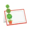 Caspari Christmas Place Cards|Place Cards|Christmas Topiaries Die-Cut Place Cards - 8 Per Package