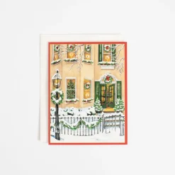 Caspari Christmas And Holiday Cards|Boxed Holiday Cards|Christmas Townhouse Classic Boxed Christmas Cards - includes 15 cards & envelopes