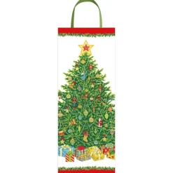 Caspari Christmas Gift & Bottle Bags|Gift & Bottle Bags|Christmas Tree Gift Bags - includes 1 Gift Bags