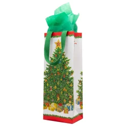 Caspari Christmas Gift & Bottle Bags|Gift & Bottle Bags|Christmas Tree Gift Bags - includes 1 Gift Bags