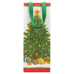 Caspari Christmas Gift & Bottle Bags|Gift & Bottle Bags|Christmas Tree Gift Bags - includes 1 Gift Bags