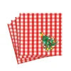 Caspari Christmas Napkins|Paper Cocktail Napkins|Christmas Tree Gingham Paper Cocktail Napkins - 20 Per Package