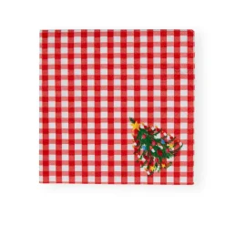 Caspari Christmas Napkins|Paper Luncheon Napkins|Christmas Tree Gingham Paper Luncheon Napkins - 20 Per Package