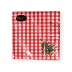 Caspari Christmas Napkins|Paper Luncheon Napkins|Christmas Tree Gingham Paper Luncheon Napkins - 20 Per Package