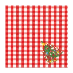 Caspari Christmas Napkins|Paper Luncheon Napkins|Christmas Tree Gingham Paper Luncheon Napkins - 20 Per Package