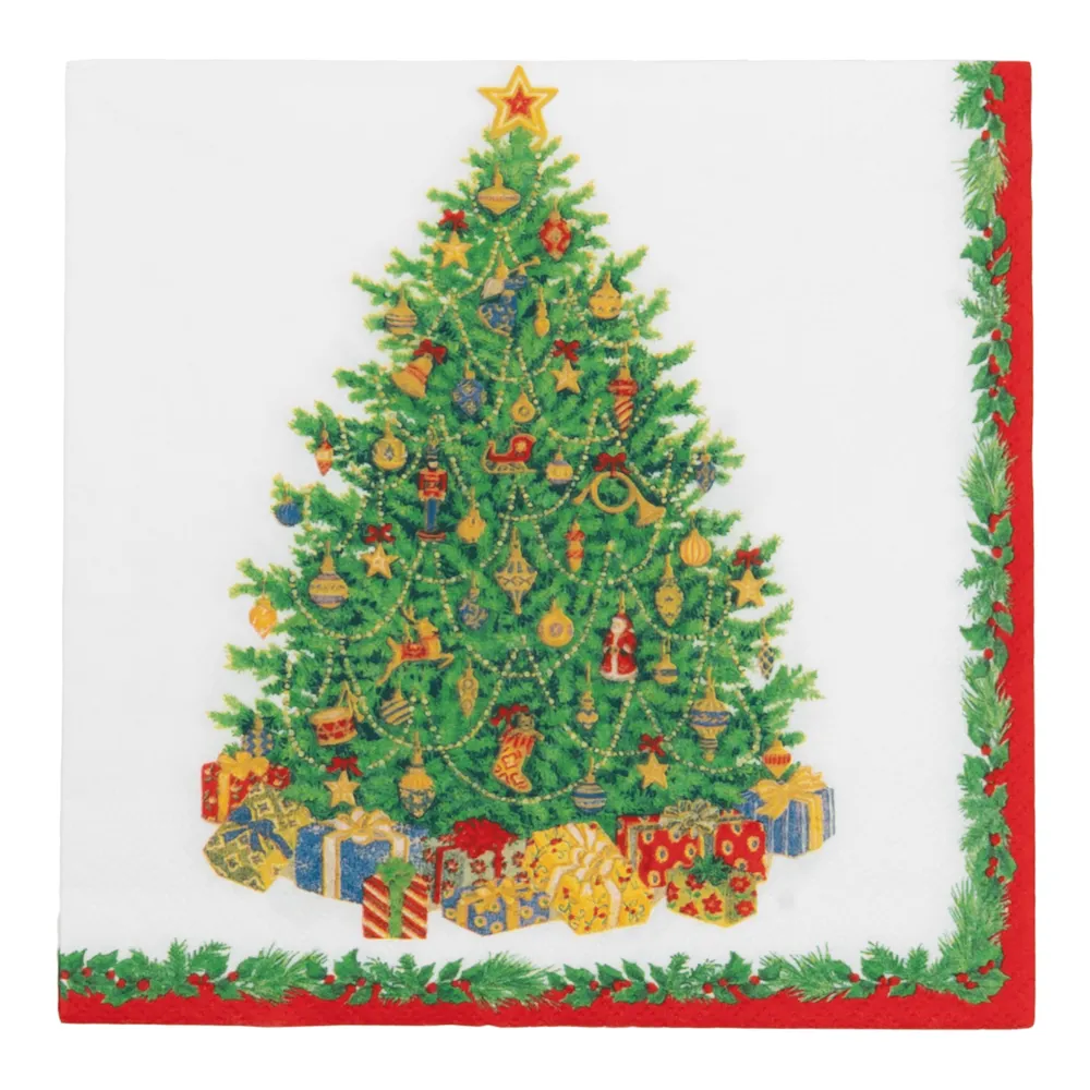 Caspari Paper Luncheon Napkins|Christmas Tree Luncheon Napkins - includes 20 Luncheon Napkins