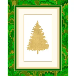 Caspari Christmas And Holiday Cards|Boxed Holiday Cards|Christmas Tree Marbled Foil Classic Boxed Christmas Cards - includes 10 cards & envelopes