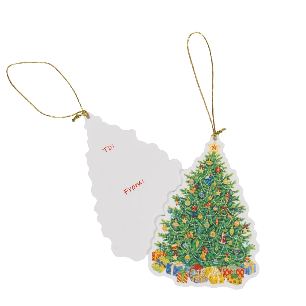 Caspari Christmas Gift Tags & Labels|Christmas Tree Ornament Tags - includes 4 Tags