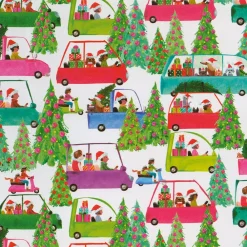 Caspari Christmas Wrapping Paper|Wrapping Paper|Christmas Tree Shopping Gift Wrap - One 30