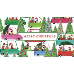 Caspari Greeting Cards|Christmas Tree Shopping Money Card - Package of 4 cards with envelopes