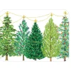 Caspari Christmas Placemats & Coasters|Paper Placemats|Christmas Tree with Lights Rectangle Paper Placemats - 12 Per Package