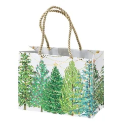 Caspari Christmas Gift & Bottle Bags|Gift & Bottle Bags|Christmas Trees with Lights Small Gift Bag - 1 Each