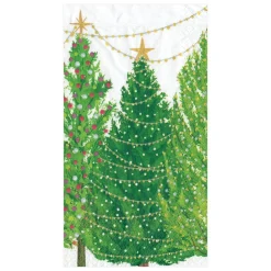 Caspari Christmas Napkins|Paper Guest Towels|Christmas Trees with Lights Paper Guest Towel Napkins - 15 Per Package
