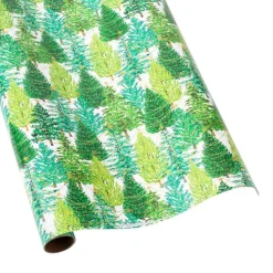 Caspari Christmas Wrapping Paper|Wrapping Paper|Christmas Trees with Lights Gift Wrapping Paper in White - 30" x 8' Roll