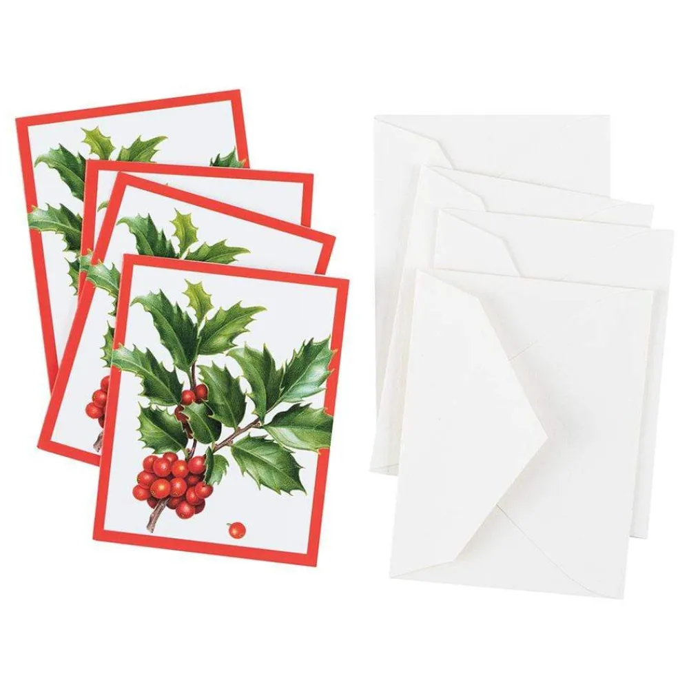 Caspari Christmas Gift Tags & Labels|Gift Tags & Enclosure Cards|Christmas Trimmings Gift Enclosure Cards - 4 Mini Cards & 4 Envelopes