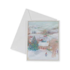 Caspari Christmas And Holiday Cards|Boxed Holiday Cards|Church In Snow Petite Boxed Christmas Cards - includes 15 cards & envelopes