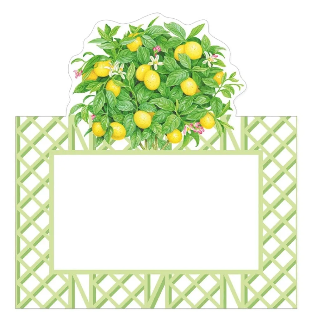 Caspari Place Cards|Citrus Topiaries Die-Cut Place Cards - 8 Per Package