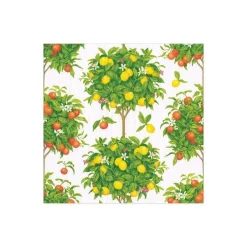 Caspari Paper Cocktail Napkins|Citrus Topiaries Paper Cocktail Napkins in White - 20 Per Package