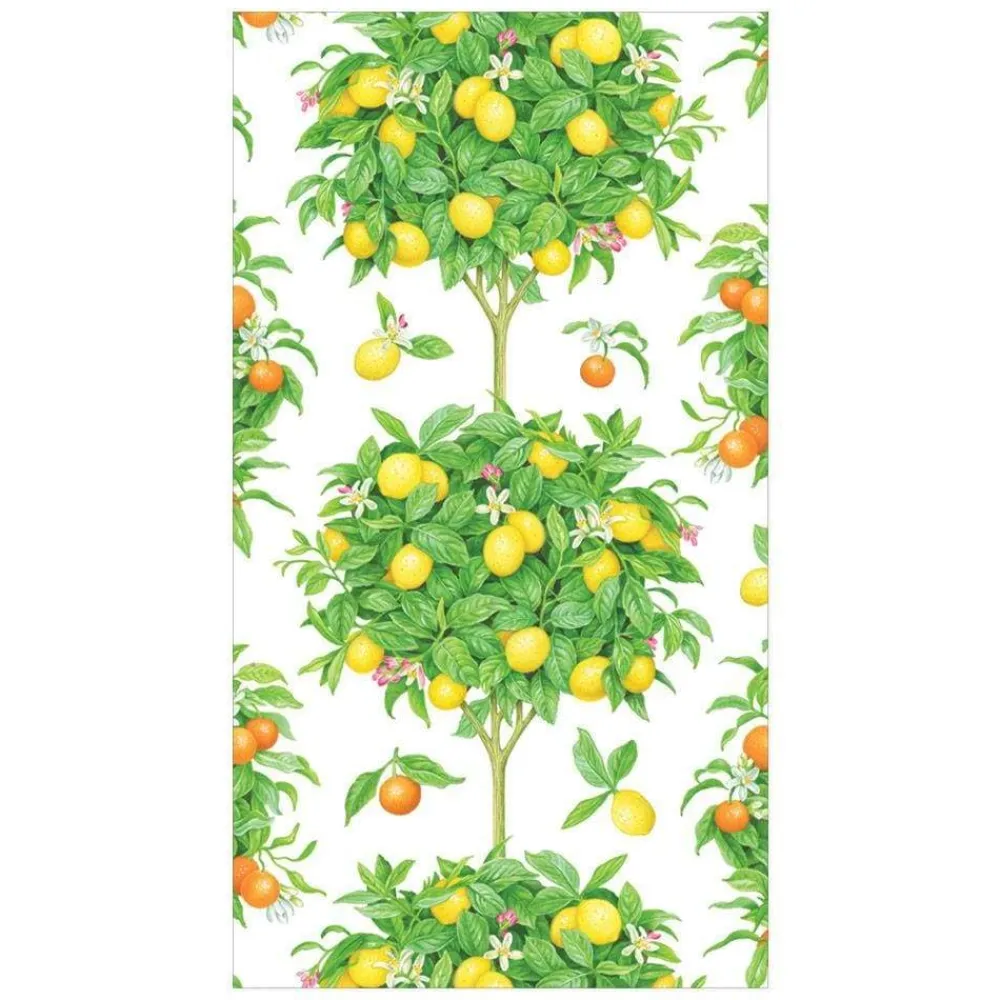 Caspari Paper Guest Towels|Citrus Topiaries Paper Guest Towel Napkins in White - 15 Per Package