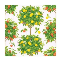 Caspari Paper Luncheon Napkins|Citrus Topiaries Paper Luncheon Napkins in White - 20 Per Package