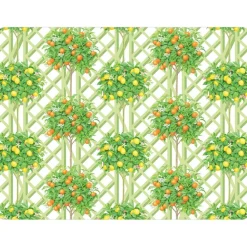 Caspari Paper Placemats|Citrus Topiaries Rectangle Paper Placemats - 12 Per Package