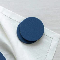 Caspari Mother'S Day|Father'S Day|Classic Canvas Felt-Backed Coasters in Navy - 8 Per Box