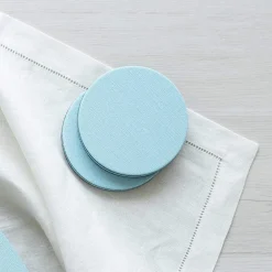 Caspari Mother'S Day|Coasters|Classic Canvas Felt-Backed Coasters in Aqua - 8 Per Box