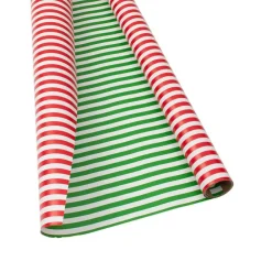 Caspari Christmas Wrapping Paper|Memorial Day|Club Stripe Reversible Gift Wrapping Paper in Red & Green - 30" x 8' Roll