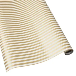 Caspari Christmas Wrapping Paper|Graduation Celebration|Club Stripe Reversible Gift Wrapping Paper in Gold & Silver - 30" x 8' Roll