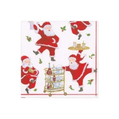 Caspari Christmas Napkins|Boxed Cocktail Napkins|Cocktails with Santas Boxed Paper Cocktail Napkins - 40 Per Box