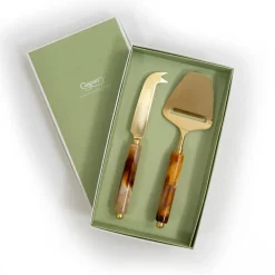 Caspari Serving Utensils|Serving Platters & Bowls|Coffee Resin Cheese Knife & Slicer - Set of 2