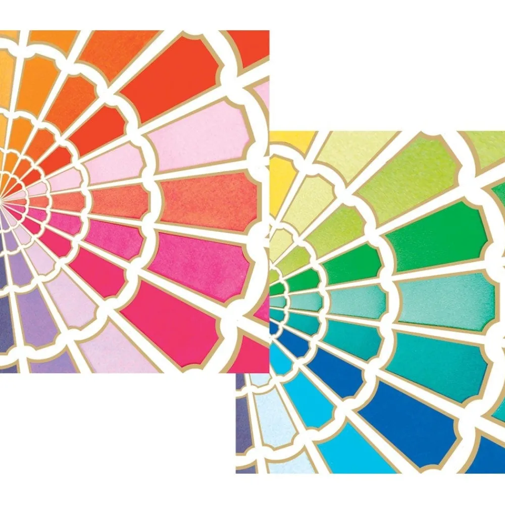 Caspari Note Cards|Color Wheel Assorted Foil Boxed Note Cards - 10 Note Cards & 10 Envelopes