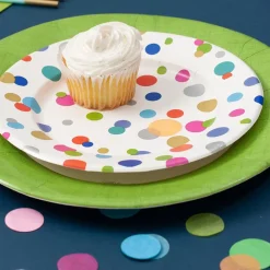 Caspari Birthday|Paper Salad And Dessert Plates|Confetti Brights Paper Salad & Dessert Plates - 8 Per Package