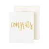 Caspari Graduation Celebration|Gift Tags & Enclosure Cards|Congrats Script Gift Enclosure Cards in Gold Foil - 4 Mini Cards & 4 Envelopes