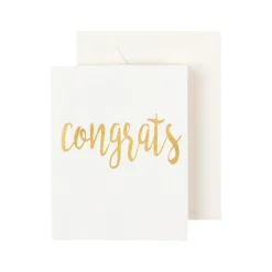 Caspari Graduation Celebration|Gift Tags & Enclosure Cards|Congrats Script Gift Enclosure Cards in Gold Foil - 4 Mini Cards & 4 Envelopes