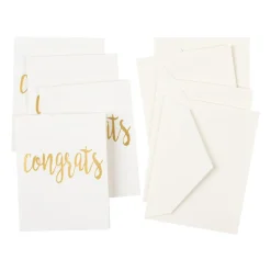 Caspari Graduation Celebration|Gift Tags & Enclosure Cards|Congrats Script Gift Enclosure Cards in Gold Foil - 4 Mini Cards & 4 Envelopes