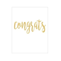 Caspari Graduation Celebration|Gift Tags & Enclosure Cards|Congrats Script Gift Enclosure Cards in Gold Foil - 4 Mini Cards & 4 Envelopes