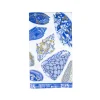 Caspari Paper Guest Towels|Coquillage Blue Guest Towel Napkins - 15 Per Package