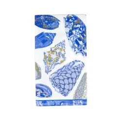 Caspari Paper Guest Towels|Coquillage Blue Guest Towel Napkins - 15 Per Package