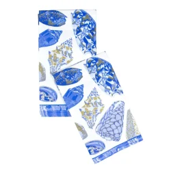 Caspari Paper Guest Towels|Coquillage Blue Guest Towel Napkins - 15 Per Package