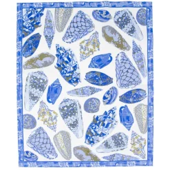 Caspari Paper Guest Towels|Coquillage Blue Guest Towel Napkins - 15 Per Package