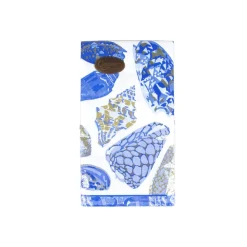 Caspari Paper Guest Towels|Coquillage Blue Guest Towel Napkins - 15 Per Package