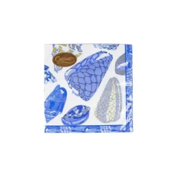 Caspari Paper Luncheon Napkins|Coquillage Blue Luncheon Napkins - 20 Per Package