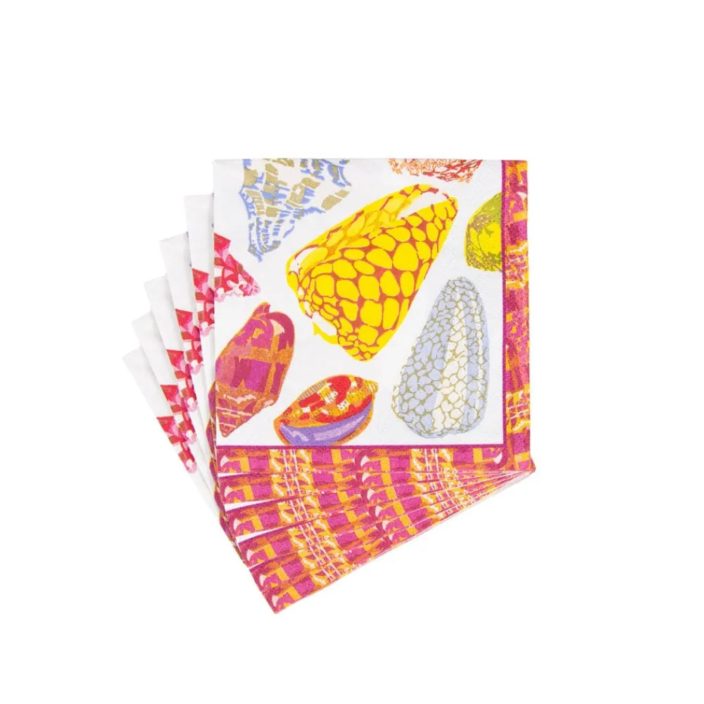Caspari Boxed Cocktail Napkins|Coquillage Purple Boxed Cocktail Napkins - 40 Per Box